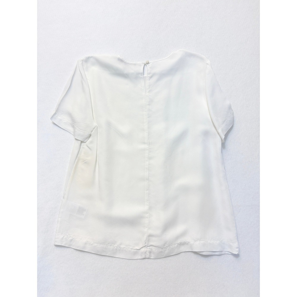 Brooks Brothers Vintage White Silk Cupro Short Sleeve Blouse Top Size 10 - Picture 4 of 4